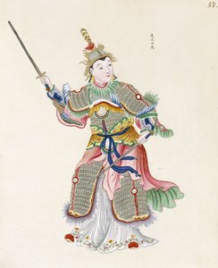 Eine Figur, die Schwerter schwingt