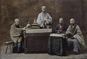 Eine Gruppe chinesischer Bonzen; graviert und gedruckt von Gilot; 1896 von Chinese School