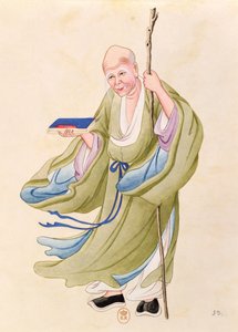 Ein alter Chinese, Illustration aus einem Album mythologischer chinesischer Personen von Chinese School