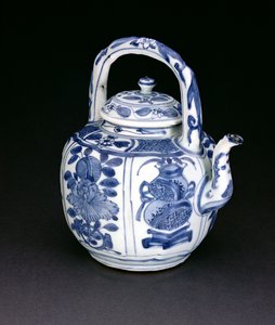 Blau-weißer Kraak-Weinkrug, Wanli, 1590-1610 (Porzellan) von Chinese School