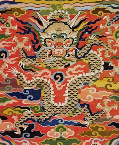 Detail eines Stoffes mit fünf Drachen Kossu, Wanli-Periode, 1573-1619 (Seide)