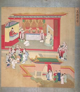 Kaiser Hui Tsung (r.1100-26) übt mit der buddhistischen Sekte Tao-See, aus einer Geschichte der Kaiser von China
