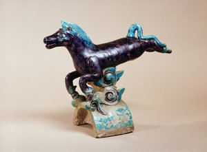 Firstziegel mit fliegendem Pferdedesign, Ming-Dynastie