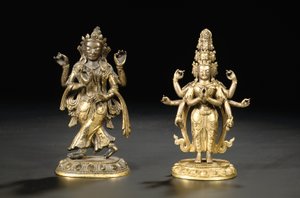 Tibetisch-chinesische Figur eines Bodhisattva von Chinese School