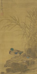 Zwei Enten zwischen Schilf am Wasser, Ming- oder Qing-Dynastie, 15.-18. Jahrhundert