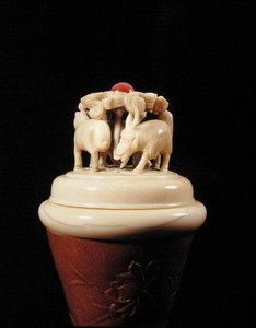 Chinesischer Kürbis- und Elfenbein-Grillenkäfig (Detail)