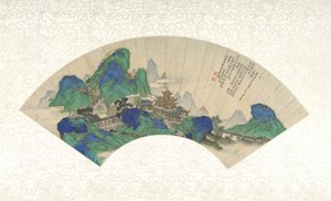 Paläste der Unsterblichen, Faltfächer montiert als Albumblatt, 1753 von Chinese School Chinese School
