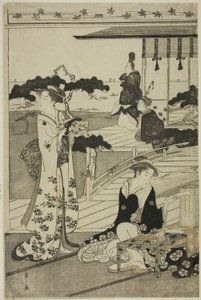 Suma, aus der Serie "Eine modische Parodie der Geschichte von Genji (Furyu yatsushi Genji)" von Chobunsai Eishi