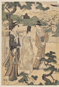 Das Matsukaze-Kapitel der Geschichte von Genji (aus der Serie Die Geschichte von Genji in eleganter moderner Kleidung) von Chobunsai Eishi