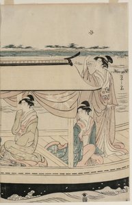 Frauen in einem Vergnügungsboot auf dem Sumida-Fluss von Chobunsai Eishi