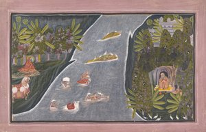 Radha überquert einen Fluss, um einen hinduistischen Weisen zu treffen von Chokha