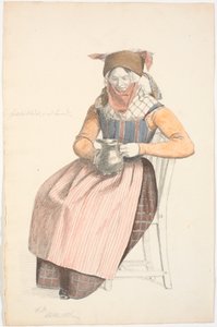 Sitzende Frau mit einem Krug