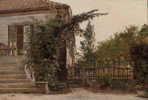 Die Gartentreppen, die zum Atelier des Künstlers auf Blegdammen führen