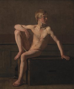 Nackte Figur. Sitzender Junge