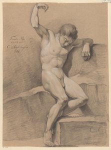 Sitzender männlicher Akt, von vorne gesehen (2. Preis 1799)