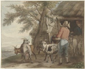 Ziegenhirte bei Scheune von Christiaan Josi