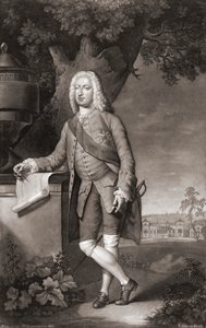 Thomas Coke, Earl of Leicester. Porträt. (Druck) von Christian Friedrich (after) Zincke