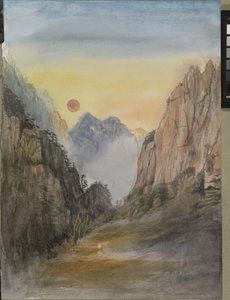 Pink Sun (Gold) Yellow Mountains, 2015 (Aquarell auf Papier)