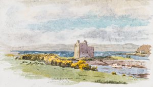 Weiße Pferde am Lochranza Castle
