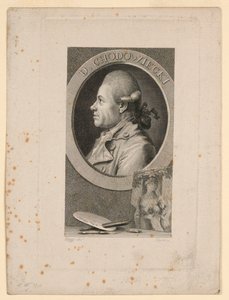Porträt von Daniele Chodoiecki, Frontispiz für "Neue Bibliothek der schönen Wissenschaften," Leipzig, Deutschland, 1780