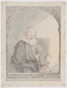Studie für das Porträt eines Mannes in einem Sessel, aus der Sammlung von Nachahmungen von Zeichnungen nach den Hauptmeistern der Holländer und Flamen von Christian Josi