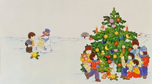 Weihnachtssänger vor einem Weihnachtsbaum von Christian Kaempf