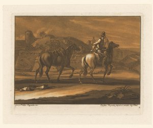 Reiter führt ein Pferd