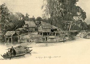 Häuser auf Stelzen, Bangkok, Siam, 1898