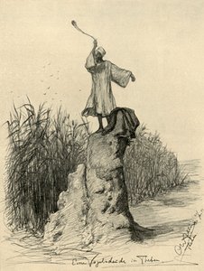 Mann, der Vögel erschreckt, Theben, Ägypten