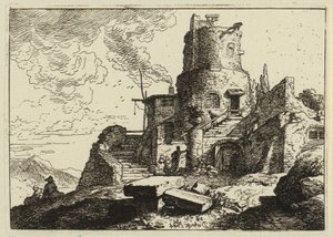 Eine Einsiedelei zwischen Felsen von Christian Wilhelm Ernst Dietrich