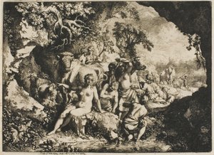 Nymphen baden in der Nähe einer Höhle von Christian Wilhelm Ernst Dietrich