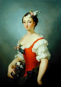 Porträt einer Dame mit Blumen von Christian Wilhelm Ernst Dietrich