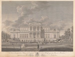 Welgelegen: Ansicht der Fassade des Landhauses namens Welgelegen im Wald von Harlem, im Besitz von Herrn Henry Hope aus Amsterdam von Christian von Mechel