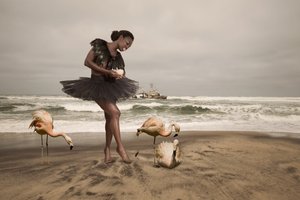 Ballerina und Strandflamingos