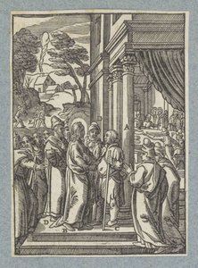 Christus heilt einen Mann mit Wassersucht am Sabbat von Christoffel van Sichem (II)
