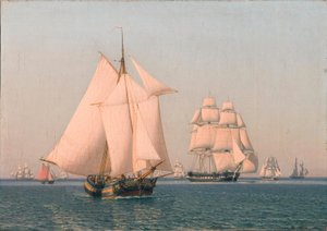 Schiffe unter Segeln bei leichter Brise an einem klaren Sommernachmittag von Christoffer Wilhelm Eckersberg
