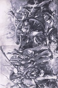 Die Schlacht von Meanee, 17. Februar 1843: Der Kampf an den Geschützen, Illustration aus British Battles on Land and Sea, 1915 von Christopher Clark