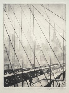 Blick durch die Brooklyn Bridge von Christopher Richard Wynne Nevinson