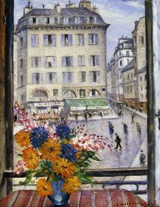 Herbststrauß; Blick aus einem Pariser Fenster von Christopher Richard Wynne Nevinson