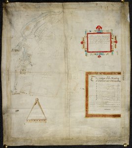 Karte der Bayford- und Goodmanston-Güter in Murston und Sittingbourne, Kent: 1590 von Christopher Saxton