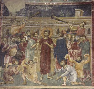 Die Verspottung Jesu, Szene der Musiker, ca. 1317