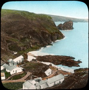 Kynance Cove und Dorf, Cornwall, spätes 19. oder frühes 20. Jahrhundert