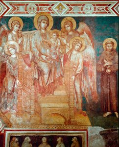 Madonna mit Kindern auf dem Thron, vier Engel und Heiliger Franz von Assisi von Cimabue