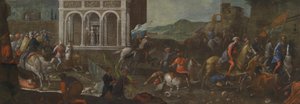 Die heilige Katharina von Siena verteidigt eine Stadt gegen die Türken