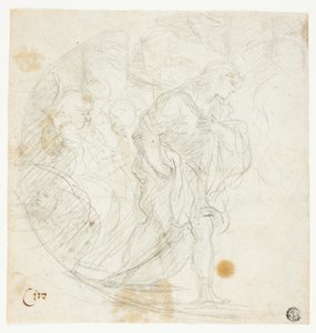 Unidentifizierte biblische Szene (recto); Skizzen (verso)