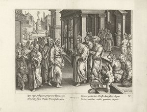 Paulus streitet mit dem Zauberer Elymas von Claes Jansz. Visscher (II) (workshop of)