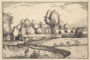 Straße entlang eines Feldes, Tafel 16 aus Regiunculae et Villae Aliquot Ducatus Brabantiae, ca. 1610 von Claes Jansz Visscher