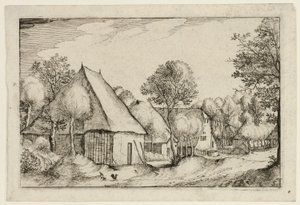 Ein Bauernhof, Platte fünf nach Bilder von Bauernhöfen, Landhäusern und rustikalen Dörfern von Claes Jansz. Visscher II