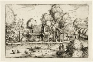 Ein Teich, Tafel achtzehn nach Bilder von Bauernhöfen, Landhäusern und rustikalen Dörfern (Praediorum villarum et rusticarum casularum icones)