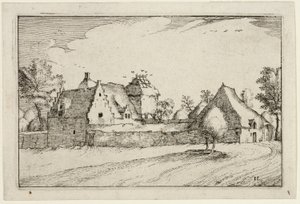 Eingezäunte Farm, Platte elf nach Bilder von Farmen, Landhäusern und rustikalen Dörfern (Praediorum villarum et rusticarum casularum icones) von Claes Jansz. Visscher II